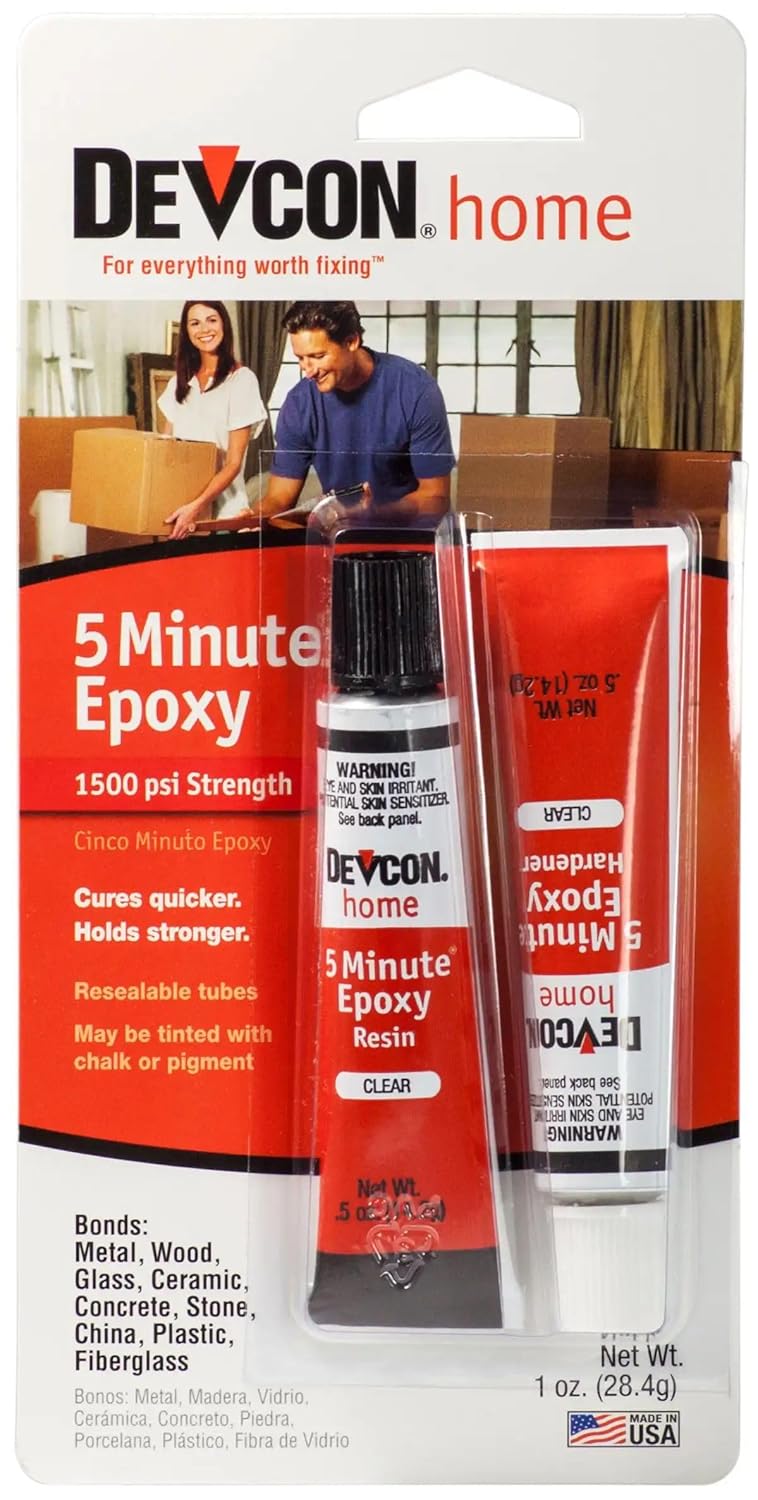 DEVCON 5 Minute Epoxy - Quick Setting Adhesive for Metal, Wood, Glass, and More - Image 1